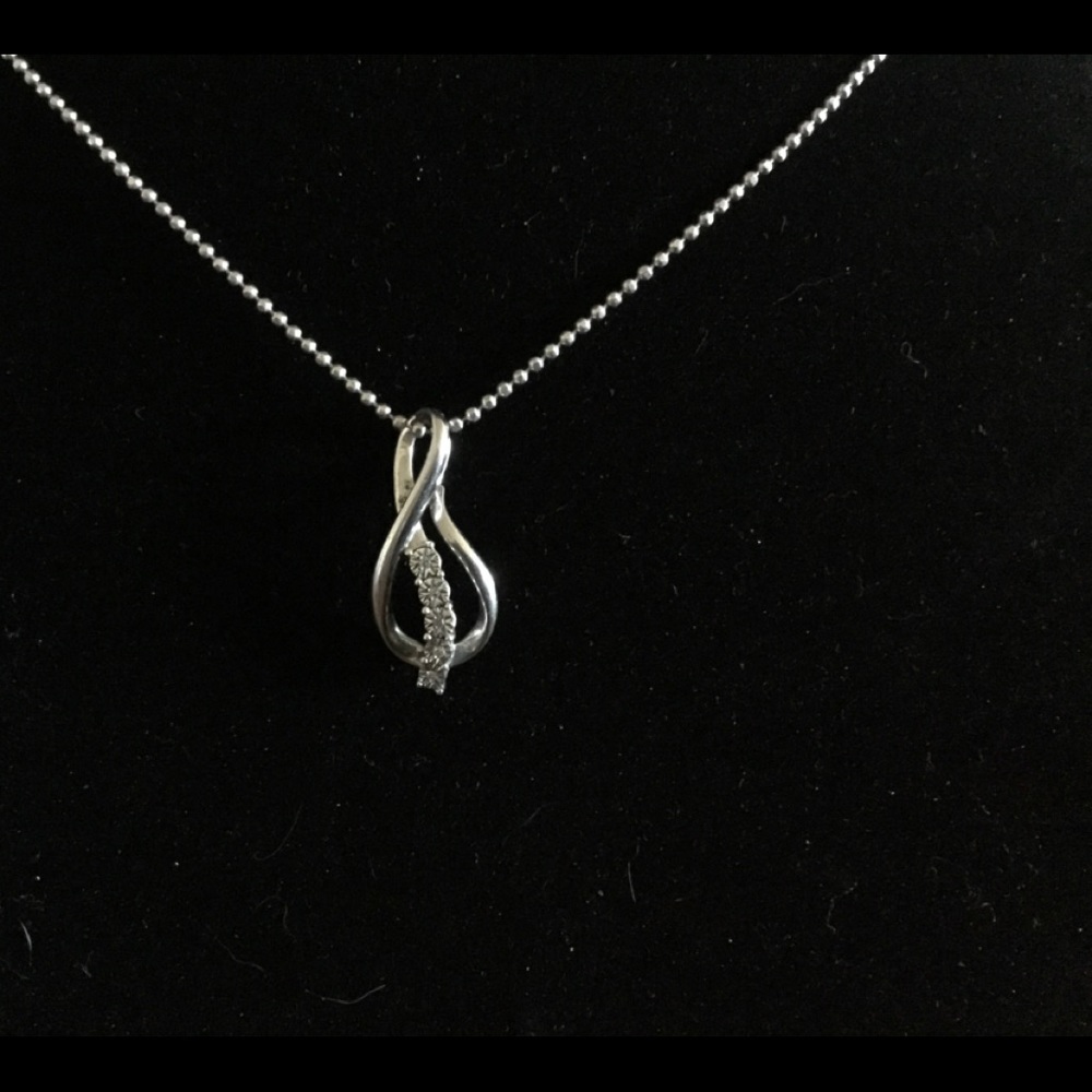 .925 SS Bead Necklace And Diamond Pendant
